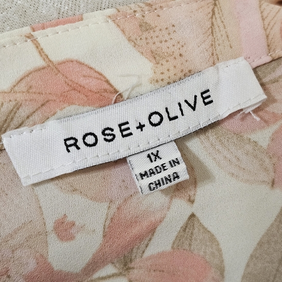 Rose + Olive floral button down blouse sz 1X 🌷 - Picture 7 of 8